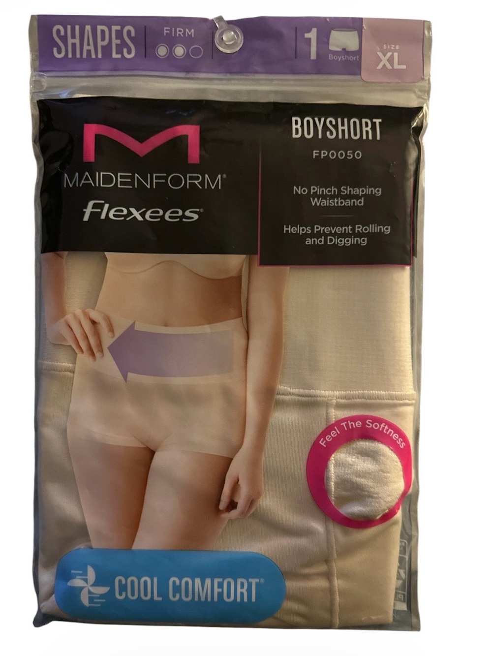 Maidenform Flexees Boyshort Shapewear Underwear in Beige - XL